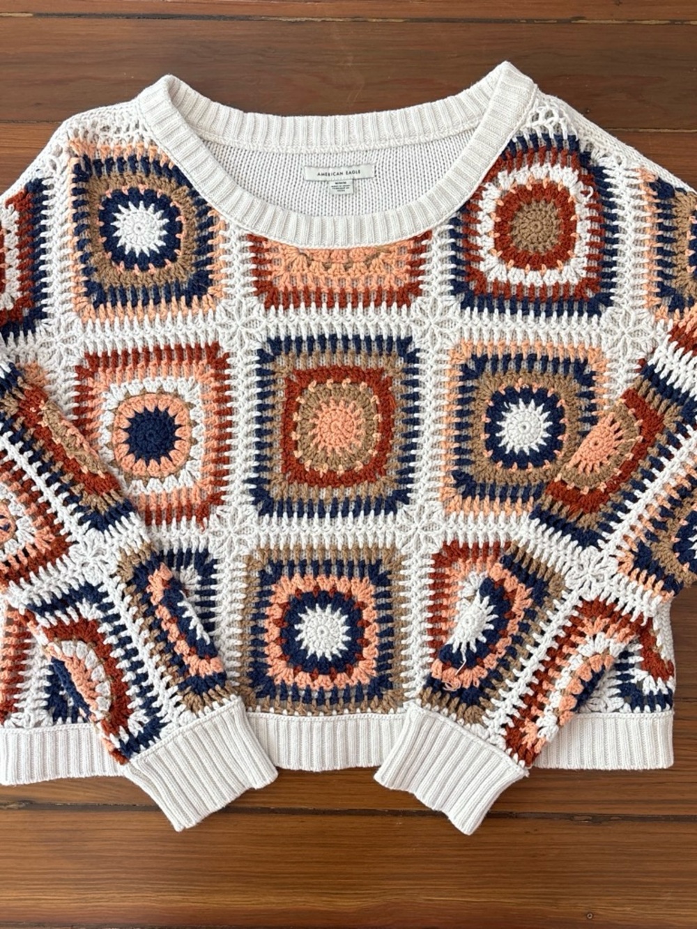 Crochet Square-Pattern Sweater